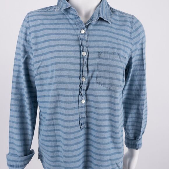 J.Crew Womens Striped Chambray Popover sz 6 - Picture 1 of 6